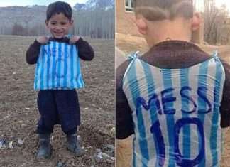 Хлопчик у футболці з поліетиленових пакетів отримав футболки від Ліонеля Мессі (7 фото)