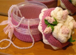 Круглі вязані гачком скриньки