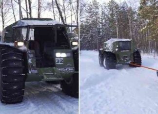 Всюдихід «шерп» проти потужного «гелендвагена «в перетягуванні каната на снігу