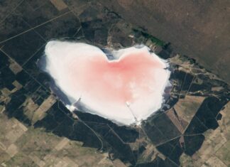 Серце Святого Валентина: астронавт зняв рідкісне рожеве солоне озеро в Аргентині